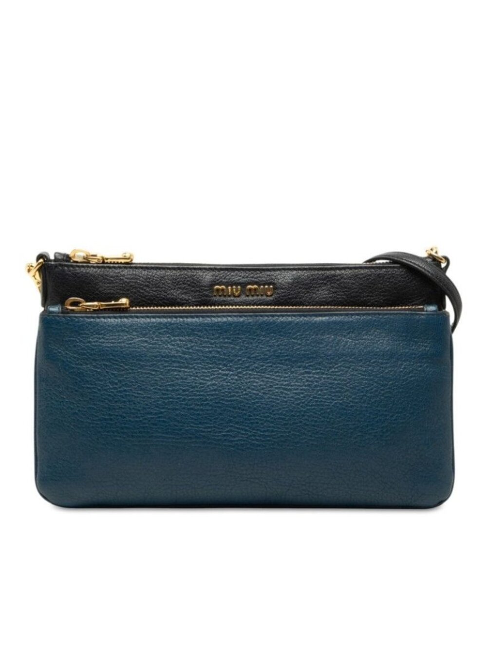 Miu Miu Madras Crossbody Shoulder Bag Blue Navy Leather